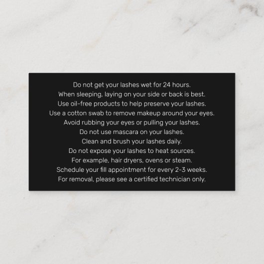 Flash拡張機能のアフターケア指示カード 名刺 (裏面)