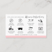 Flash Extensions After Care Instructions モダン Pink 名刺 (裏面)