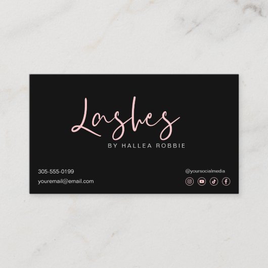 Flash Extensions After Care Instructions モダン Pink 名刺 (正面)