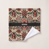 Flash Tattoo Spiderフローラカスタムパターン バスタオルセット (ウォッシュタオル)