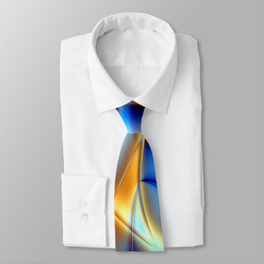 Flashy blue and yellow and snail-like lines throw ネクタイ (タイ)