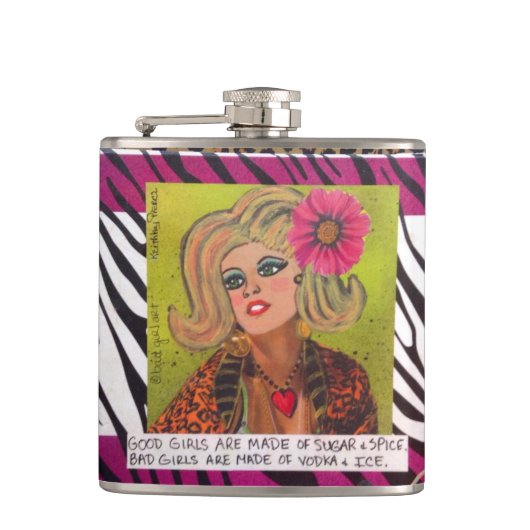 FLASK-GOODの女の子は砂糖およびスパイスから成っています フラスク (正面)