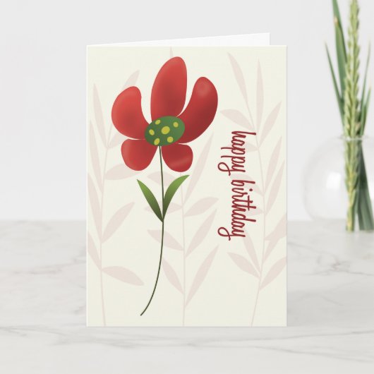 Flat Art Solo Flower Birthday Card カード (正面)