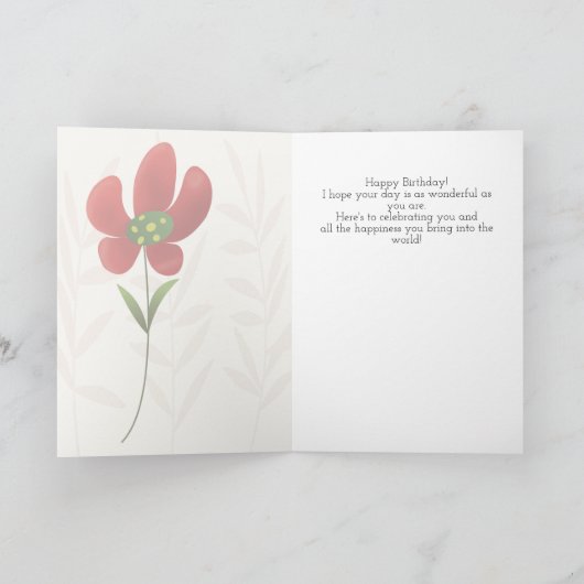Flat Art Solo Flower Birthday Card カード (内部)