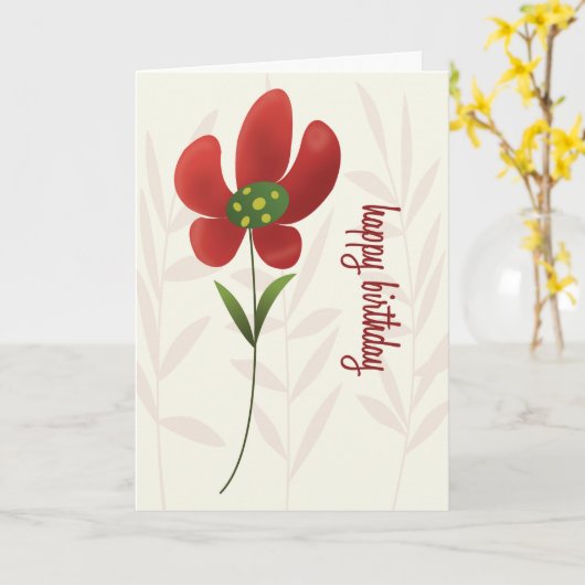 Flat Art Solo Flower Birthday Card カード (黄色い花)