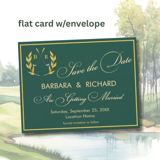 FLAT CARD ゴルフモノグラム ウェディング セーブ・ザ・デート