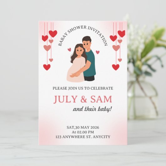 Flat Card- baby shower card invitation (スタンド正面)