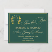 FLAT CARD Golf Monogram Wedding Save the Date (正面)
