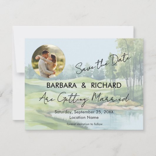 FLAT CARD Golf Theme Wedding Save the Date (正面)
