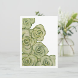 Flat Card of Green and White tinted roses シーズンカード