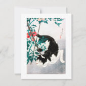 FLAT CARD : WOODBLOCK :日本の猫とトマト (正面)