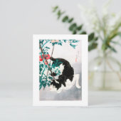 FLAT CARD : WOODBLOCK :日本の猫とトマト (スタンド正面)