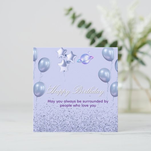 Flat CardColorful Birthday Invitation with Balloon (スタンド正面)