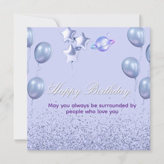 Flat CardColorful Birthday Invitation with Balloon (正面)