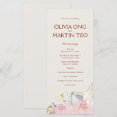 Flat CardElegant Floral Wedding Program Invitation (正面/裏面)