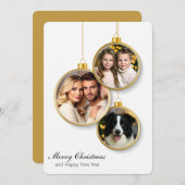 Flat Christmas Card with Family Photo Ornaments サンキューカード (正面/裏面)