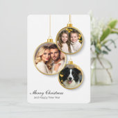 Flat Christmas Card with Family Photo Ornaments サンキューカード (スタンド正面)