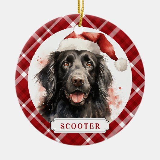 Flat Coated Retriever Ceramic Circle Ornament セラミックオーナメント (正面)