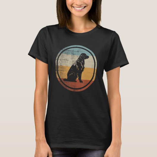 Flat Coated Retriever Dog Retro Style Tシャツ (正面)