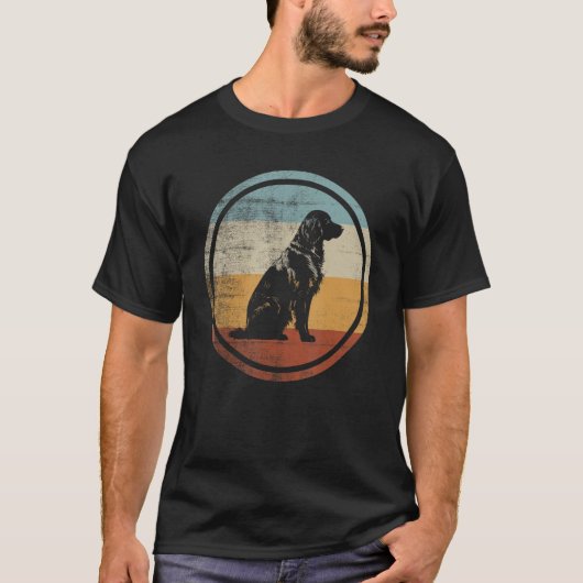 Flat Coated Retriever Dog Retro Style Tシャツ (正面)