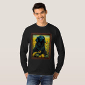 Flat Coated Retriever Painting Sunflower Flower Mo Tシャツ (正面フル)