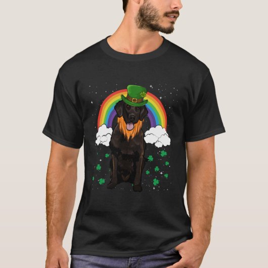 Flat Coated Retriever St Patricks Day Leprechaun Tシャツ (正面)