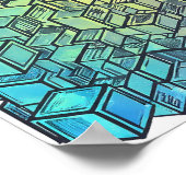 Flat Color Cubist Seamless Fabric and Paper Art ポスター (角)