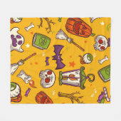 Flat Design Pattern Halloween Theme Background フリースブランケット (正面(横))