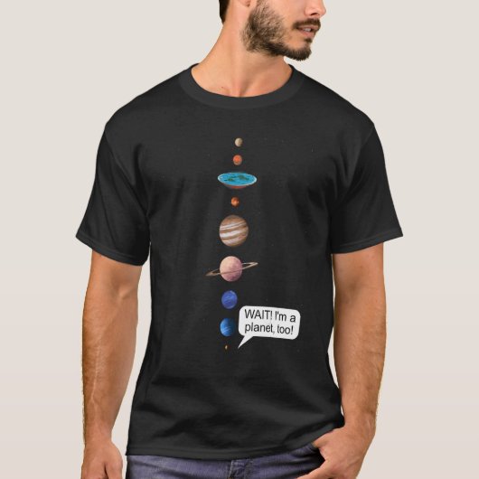 Flat Earth and Never forget Pluto Society Flathert Tシャツ (正面)