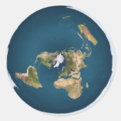 Flat Earth Azhomal Projection Mapステッカー ラウンドシール (正面)