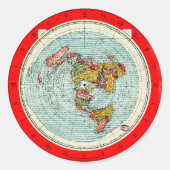 Flat Earth Azhomal Projection Mapステッカー ラウンドシール (正面)