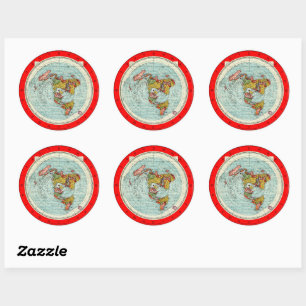 Flat Earth Azhomal Projection Mapステッカー ラウンドシール