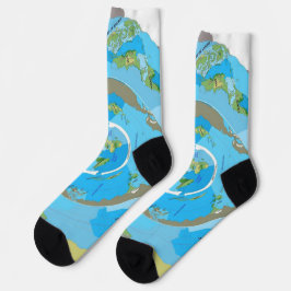 Flat Earth Map Socks - Unique Geographical Design ソックス