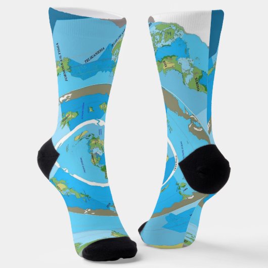 Flat Earth Map Socks - Unique Geographical Design ソックス (傾斜あり)