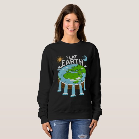 FLAT Earth Retro Flat Earther Designs Present スウェットシャツ (正面フル)