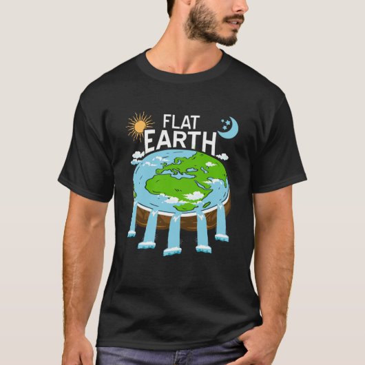 FLAT Earth Retro Flat Earther Designs Present Tシャツ (正面)