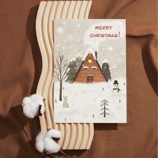 Flat Greeting Card “Cozy Christmas " hand drawn カード