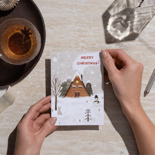 Flat Greeting Card “Cozy Christmas " hand drawn カード