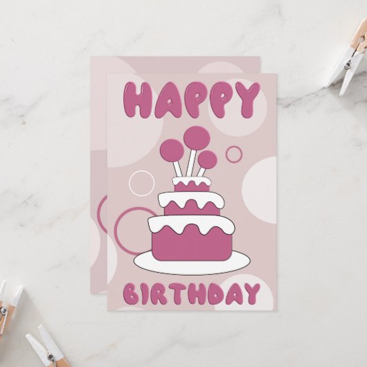 Flat Greeting Card Happy Birthday カード (正面/裏面インサイチュ)