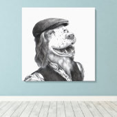 Flat Hat (Snow)付きスリンガースパニエル犬 キャンバスプリント (インサイチュ (ウッドフロア))