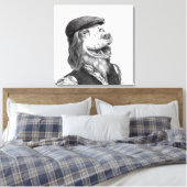 Flat Hat (Snow)付きスリンガースパニエル犬 キャンバスプリント (インサイチュ (寝室))