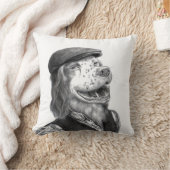 Flat Hat (Snow)付きスリンガースパニエル犬 クッション (ブランケット)