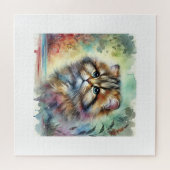 Flat Headed Cat 101024AREF119 - Watercolor ジグソーパズル (横)