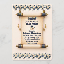 Flat Holiday Card- Editable Scroll Grad Invitation シーズンカード