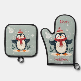 Flat Holiday Card in Scandinavian Folk Art Style 鍋つかみ&鍋敷きセット