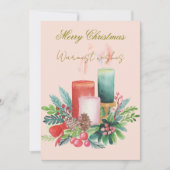 Flat Holiday Card - Watercolour Christmas candles シーズンカード (正面)