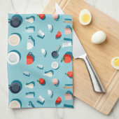 Flat lay kitchenware mugs and bright red tomatoes キッチンタオル (四つ折り)