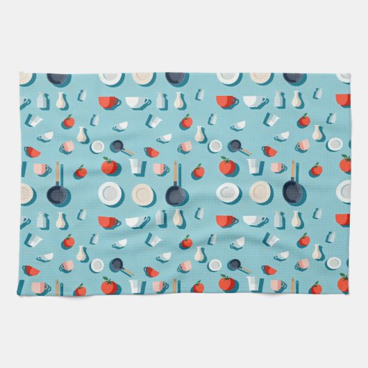 Flat lay kitchenware mugs and bright red tomatoes キッチンタオル (横)