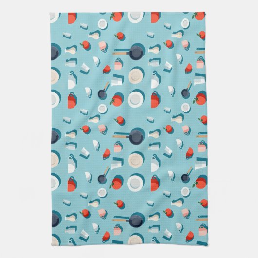 Flat lay kitchenware mugs and bright red tomatoes キッチンタオル (縦)