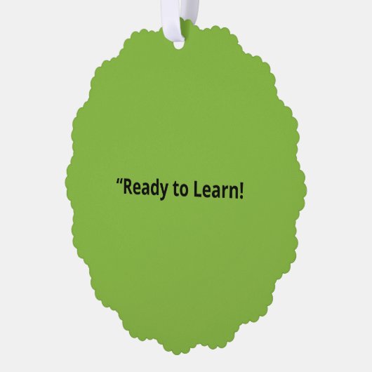 Flat Lime Green Background – School Texture オーナメントカード (左)